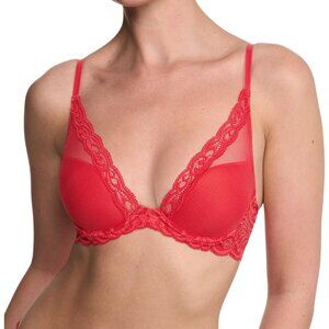 NWT! Natori Feathers Underwire Contour Bra, 32D, Cherry Red